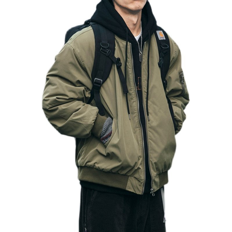 Japanese loose thickened jacket baseball suit cotton jacket men and women INS tide American flight suit jacket - Image 5